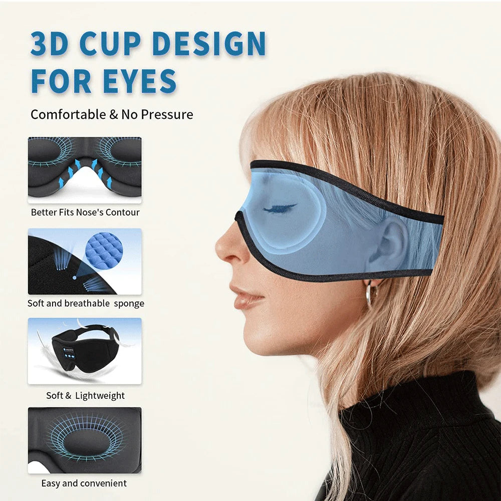 Buyvora™ Bluetooth Sleep Mask – 3D Wireless Headphones for Deep Sleep & Travel