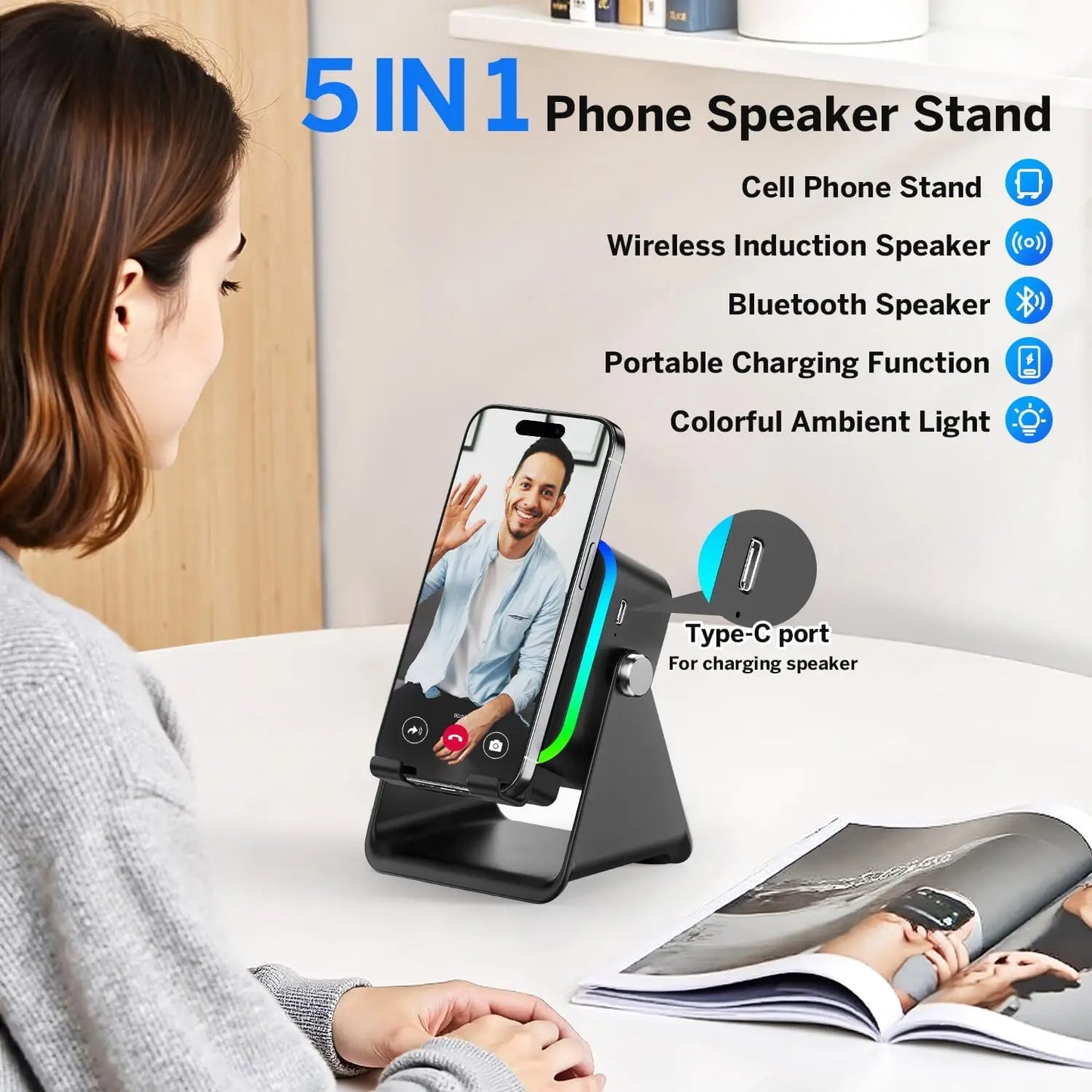 𝗕𝘂𝘆𝘃𝗼𝗿𝗮™ 𝟱-𝗶𝗻-𝟭 𝗥𝗚𝗕 𝗟𝗶𝗴𝗵𝘁 𝗕𝗹𝘂𝗲𝘁𝗼𝗼𝘁𝗵 𝗣𝗵𝗼𝗻𝗲 𝗦𝘁𝗮𝗻𝗱